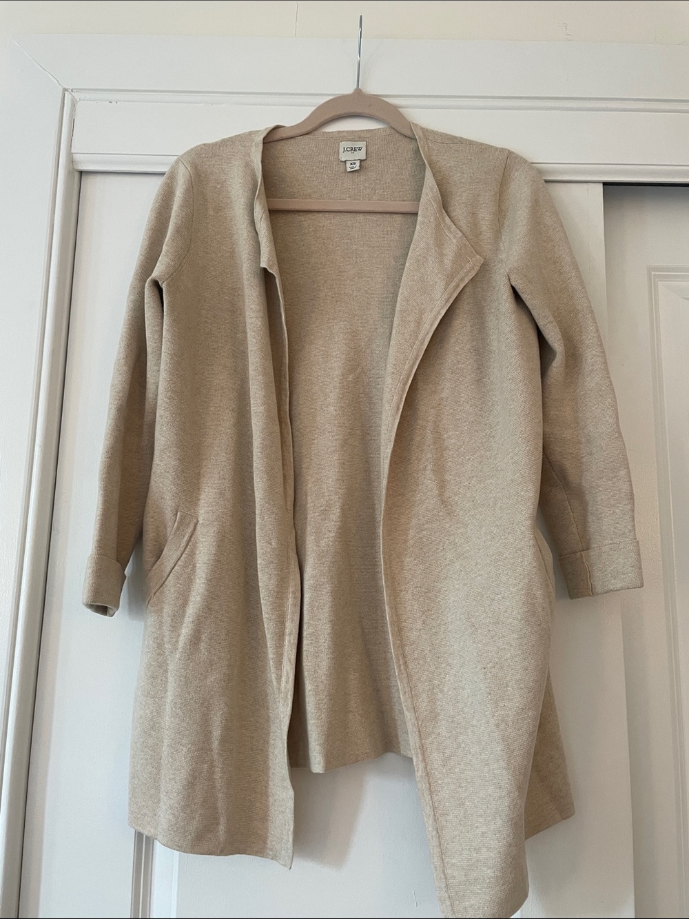 J. Crew Beige Open-Front Longline Cardigan